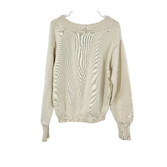 Dairy Boy Southport Sweater Cream Cotton Knit Off Shoulder Pullover Size M - Picture 7 of 7